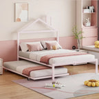 Letto a piattaforma in metallo full size con rotelle estraibili (twin size)