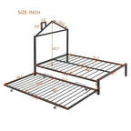 Letto a piattaforma in metallo full size con rotelle estraibili (twin size)