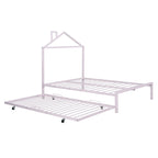 Letto a piattaforma in metallo full size con rotelle estraibili (twin size)