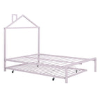 Letto a piattaforma in metallo full size con rotelle estraibili (twin size)
