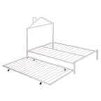 Letto a piattaforma in metallo full size con rotelle estraibili (twin size)