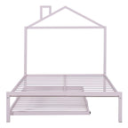 Letto a piattaforma in metallo full size con rotelle estraibili (twin size)