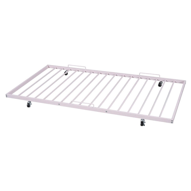 Letto a piattaforma in metallo full size con rotelle estraibili (twin size)