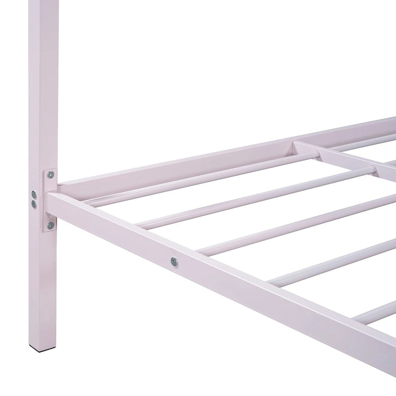 Letto a piattaforma in metallo full size con rotelle estraibili (twin size)
