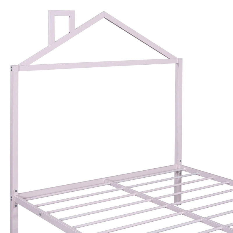 Letto a piattaforma in metallo full size con rotelle estraibili (twin size)