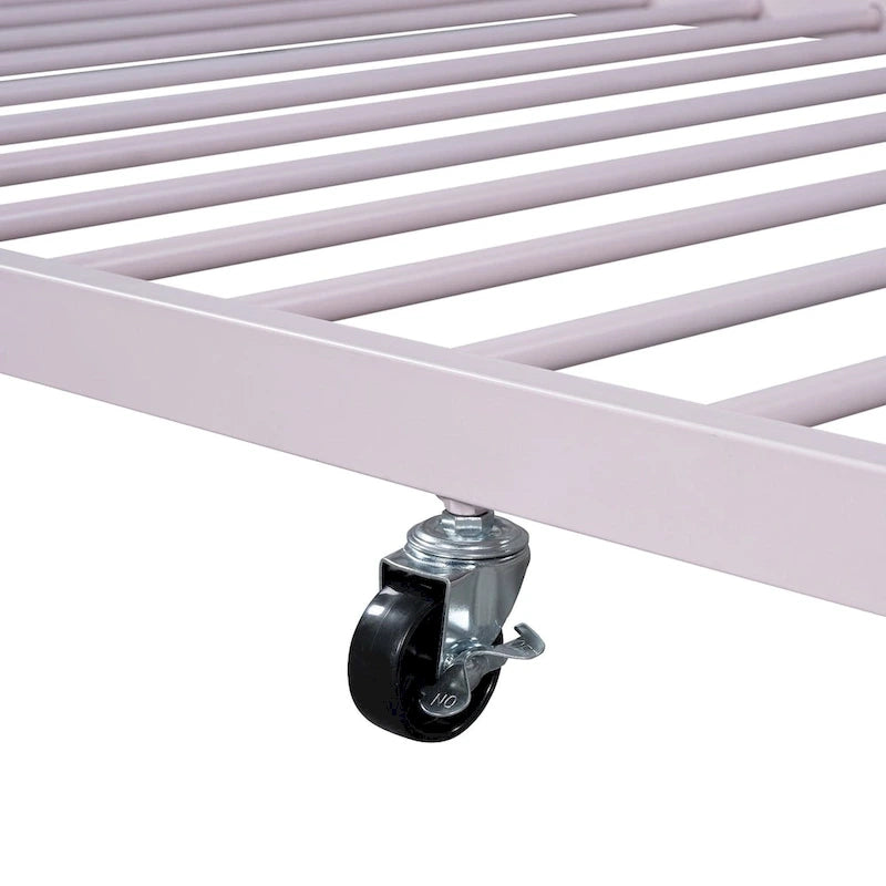 Letto a piattaforma in metallo full size con rotelle estraibili (twin size)