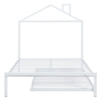 Letto a piattaforma in metallo full size con rotelle estraibili (twin size)