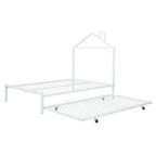 Letto a piattaforma in metallo full size con rotelle estraibili (twin size)