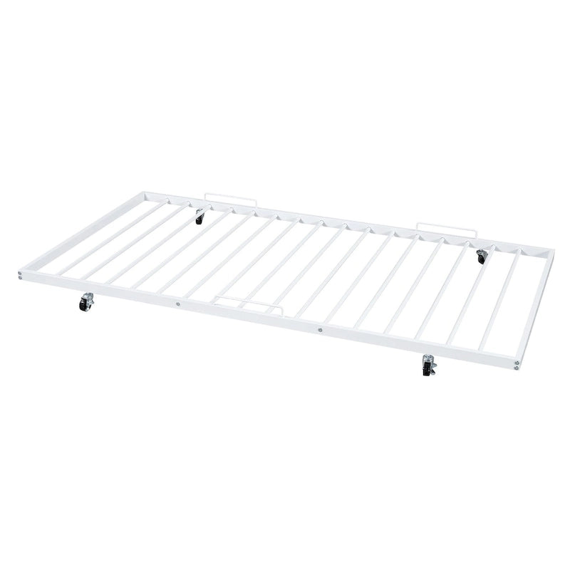 Letto a piattaforma in metallo full size con rotelle estraibili (twin size)
