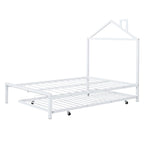 Letto a piattaforma in metallo full size con rotelle estraibili (twin size)