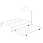 Letto a piattaforma in metallo full size con rotelle estraibili (twin size)