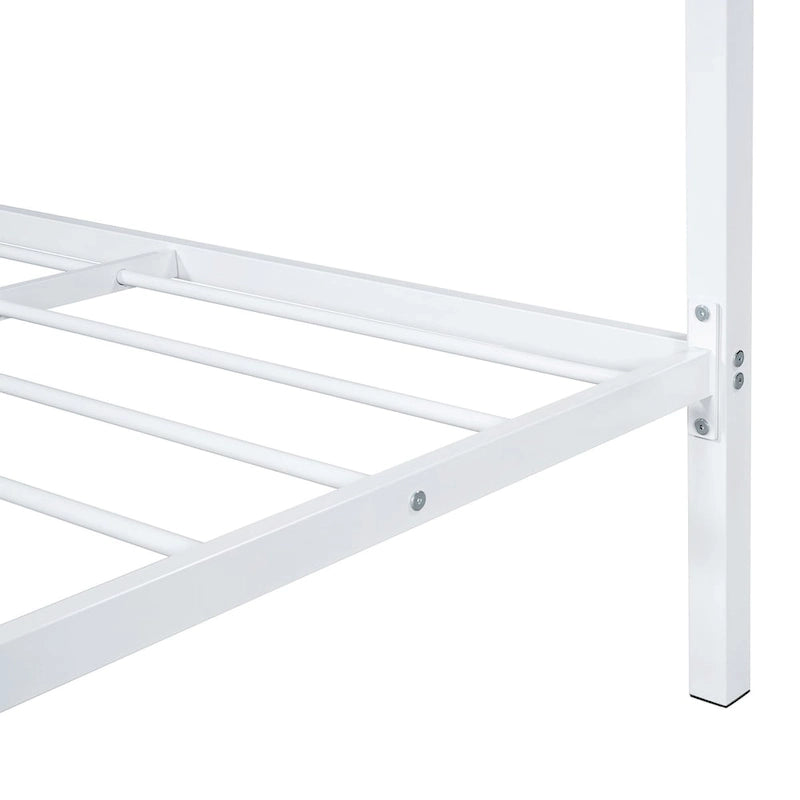 Letto a piattaforma in metallo full size con rotelle estraibili (twin size)