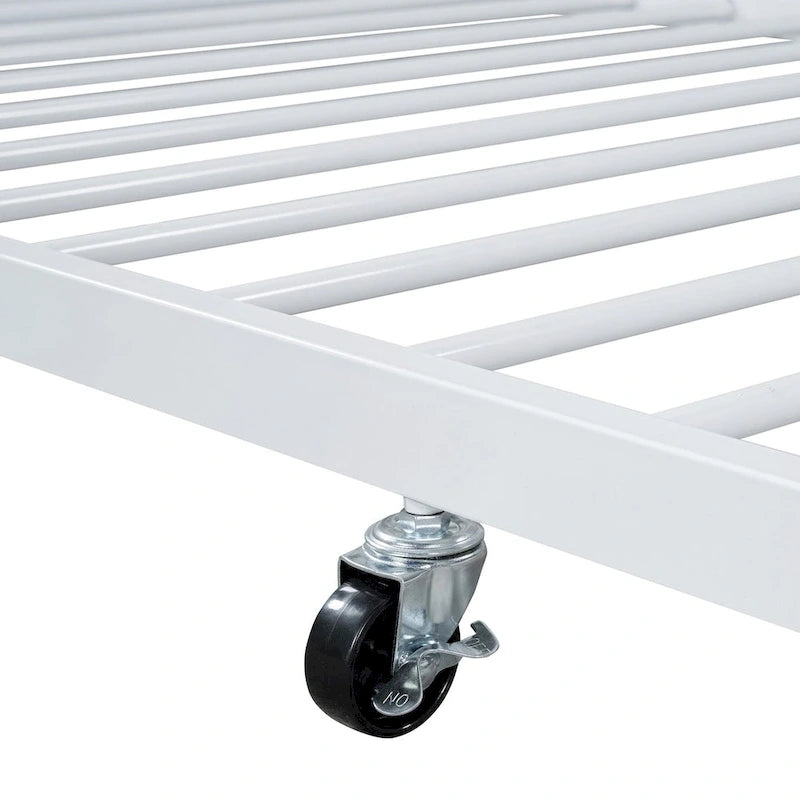 Letto a piattaforma in metallo full size con rotelle estraibili (twin size)