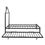Letto a piattaforma in metallo full size con rotelle estraibili (twin size)
