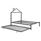 Letto a piattaforma in metallo full size con rotelle estraibili (twin size)