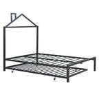 Letto a piattaforma in metallo full size con rotelle estraibili (twin size)