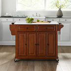 Carrello da cucina con top in granito a tutta grandezza, colore ciliegio - 51,5 L x 18 P x 36,5 H