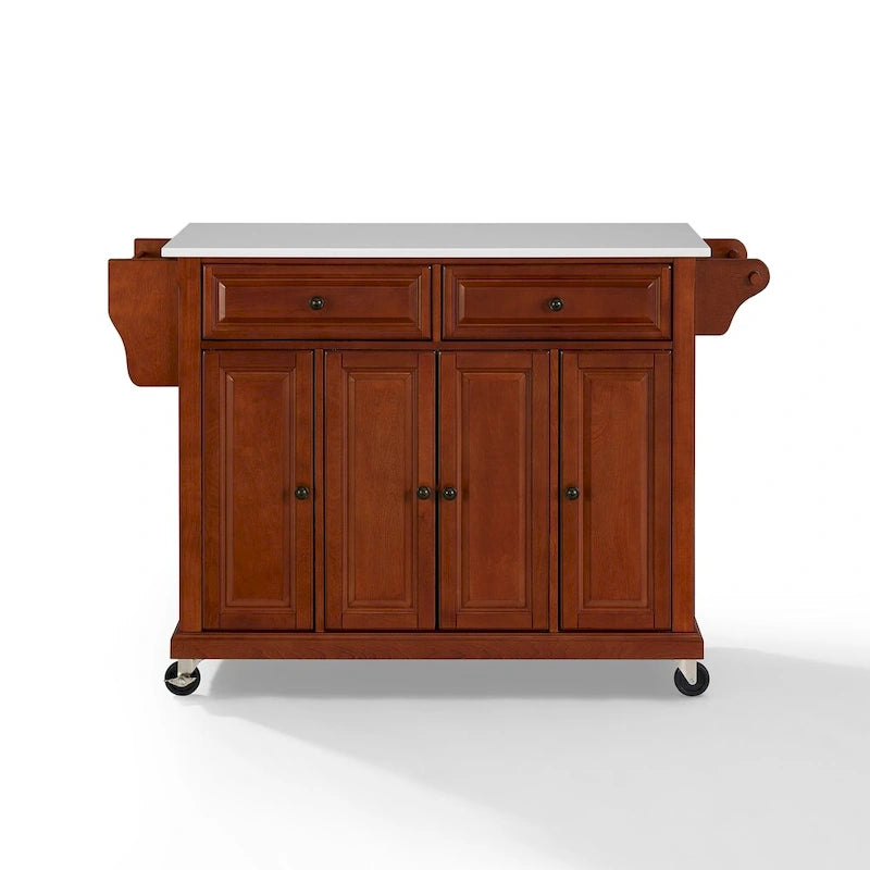 Carrello da cucina con top in granito a tutta grandezza, colore ciliegio - 51,5 L x 18 P x 36,5 H