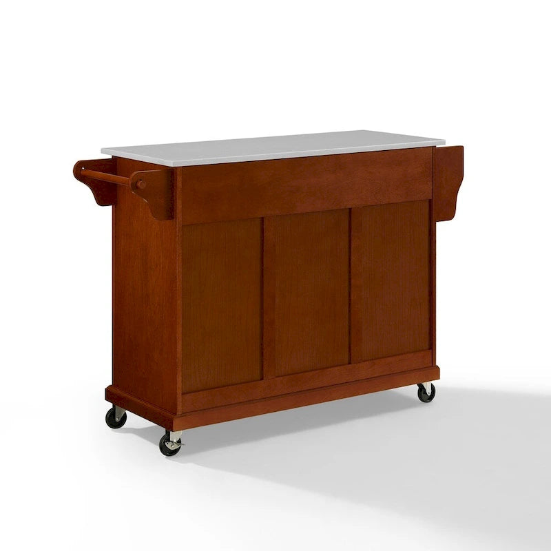 Carrello da cucina con top in granito a tutta grandezza, colore ciliegio - 51,5 L x 18 P x 36,5 H