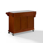 Carrello da cucina con top in granito a tutta grandezza, colore ciliegio - 51,5 L x 18 P x 36,5 H