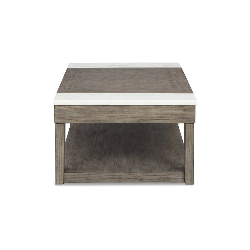 Tavolino da caffè sollevabile grigio-marrone/bianco - 56,13 L x 28,25 P x 18,13 H