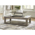 Tavolino da caffè sollevabile grigio-marrone/bianco - 56,13 L x 28,25 P x 18,13 H