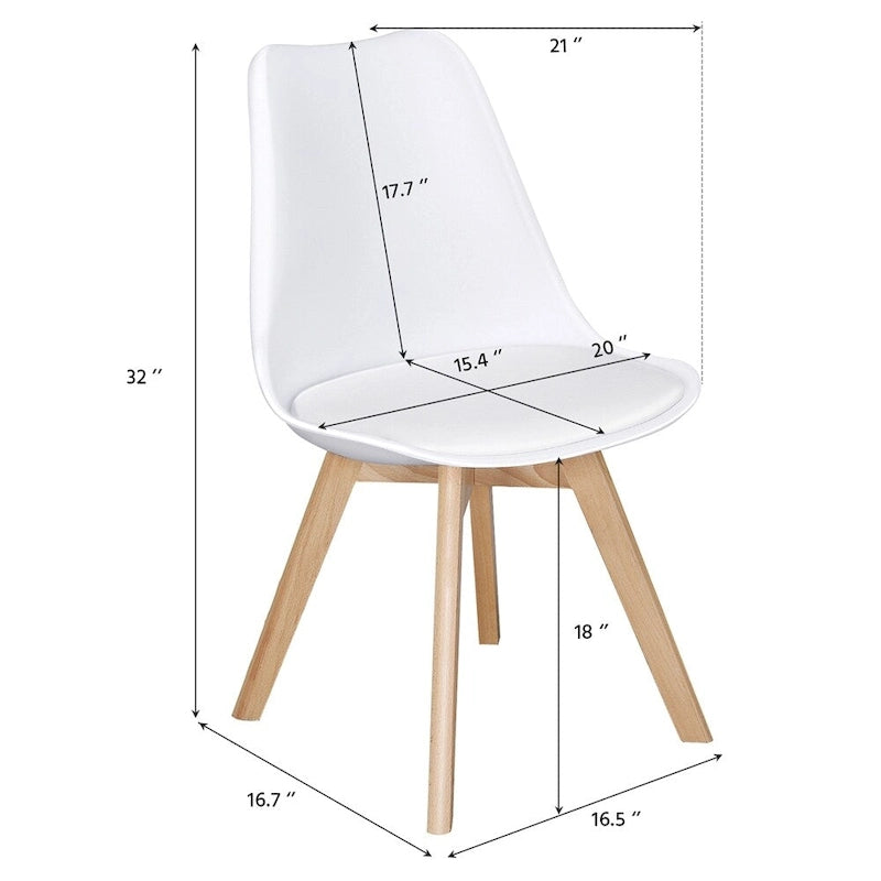 Set di 4 sedie da pranzo moderne con morbida imbottitura