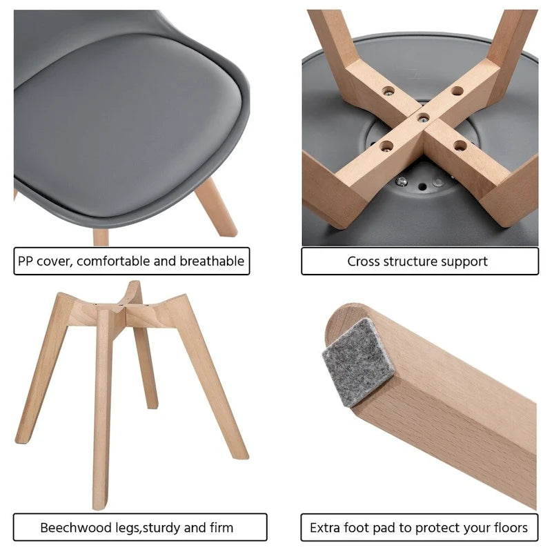 Set di 4 sedie da pranzo moderne con morbida imbottitura