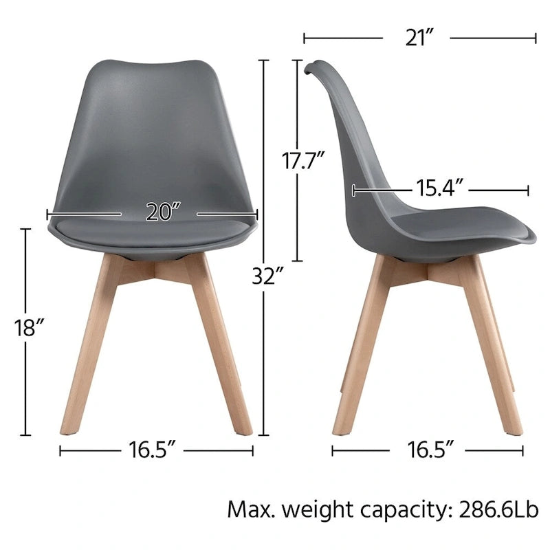 Set di 4 sedie da pranzo moderne con morbida imbottitura