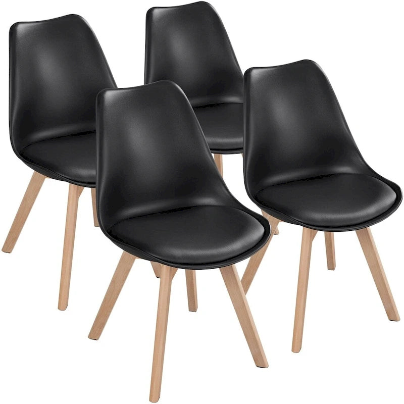 Set di 4 sedie da pranzo moderne con morbida imbottitura