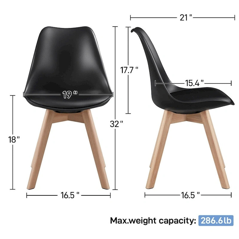 Set di 4 sedie da pranzo moderne con morbida imbottitura