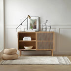 Credenza in rovere color legno con armadietto di stoccaggio da 48 pollici