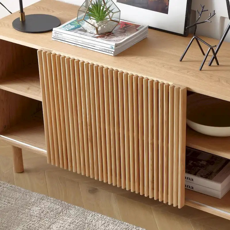 Credenza in rovere color legno con armadietto di stoccaggio da 48 pollici