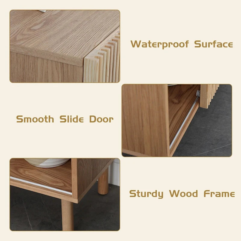 Credenza in rovere color legno con armadietto di stoccaggio da 48 pollici
