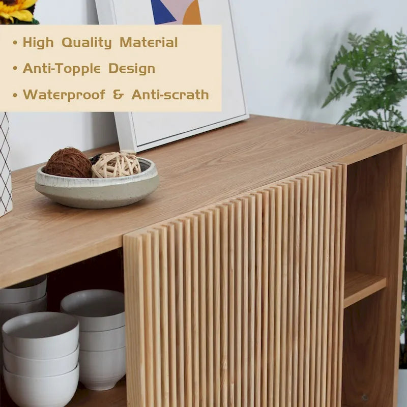 Credenza in rovere color legno con armadietto di stoccaggio da 48 pollici