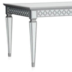 Tavolo da pranzo Ada, allungabile, 183-229 cm, piano rettangolare, a specchio, color argento