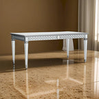 Tavolo da pranzo Ada, allungabile, 183-229 cm, piano rettangolare, a specchio, color argento