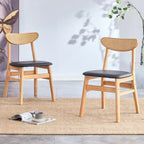 La sedia da pranzo in legno massello, elegante e resistente, dallo schienale piccolo e curvo, cuscino in PU e dalla forma armoniosa si adatta a qualsiasi ambiente