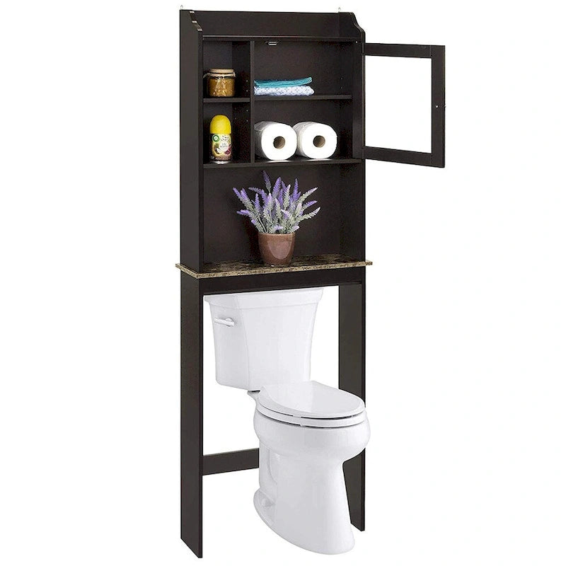 Armadietto salvaspazio da bagno in legno, da posizionare sopra il WC, per l'organizzazione della casa