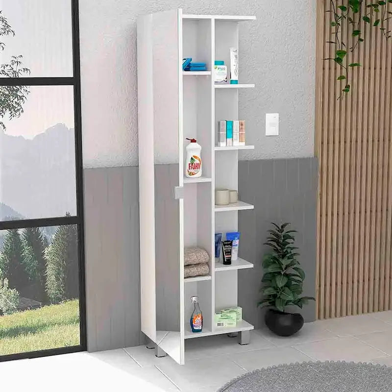 Mobile a specchio per il bagno, quattro ripiani interni, finitura wengé nero
