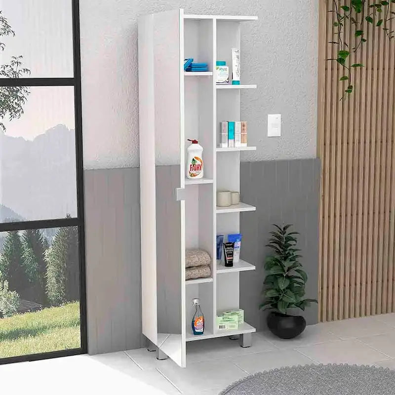 Mobile a specchio per il bagno, quattro ripiani interni, finitura wengé nero