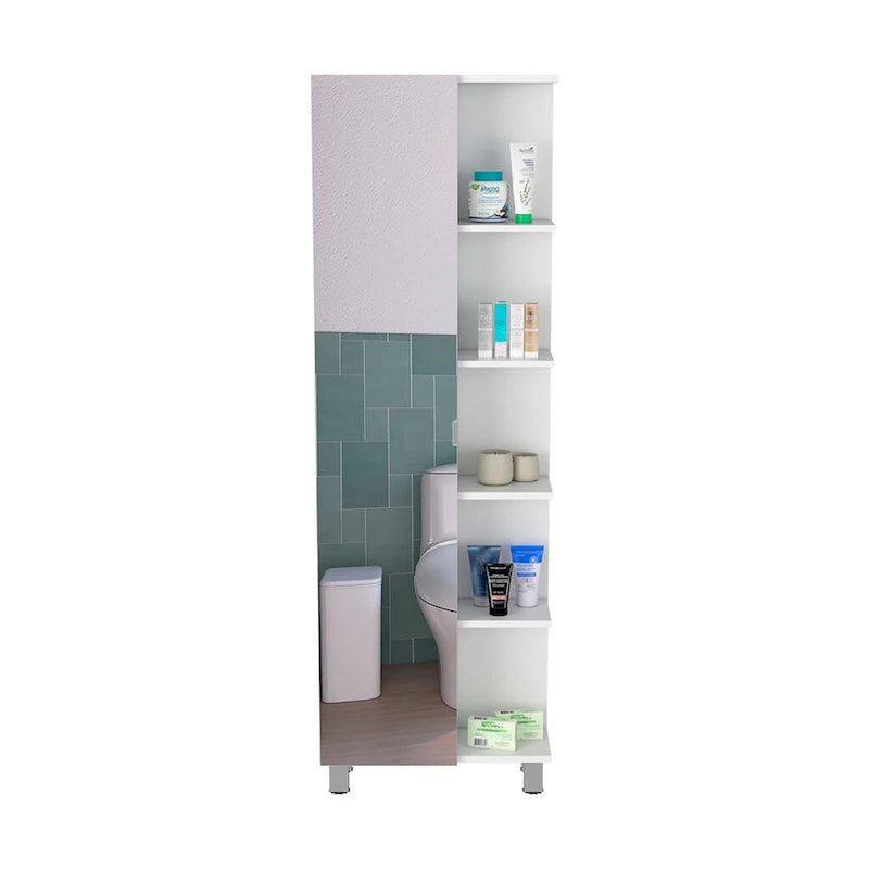 Mobile a specchio per il bagno, quattro ripiani interni, finitura wengé nero