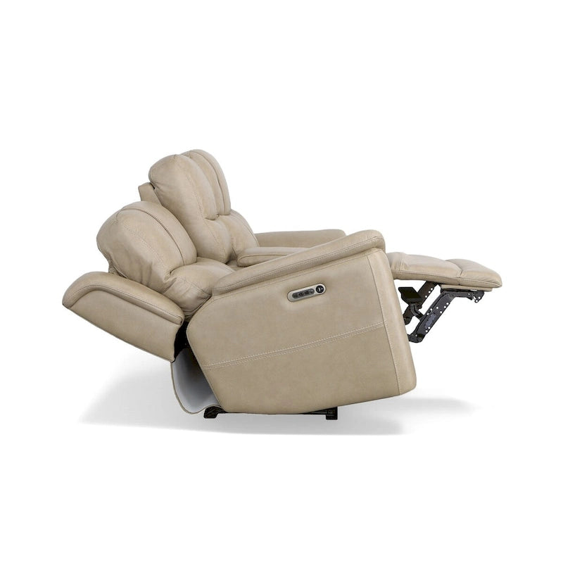 Divanetto reclinabile elettrico a gravità zero Crew in pelle con console, poggiatesta e supporto lombare elettrici di Flexsteel