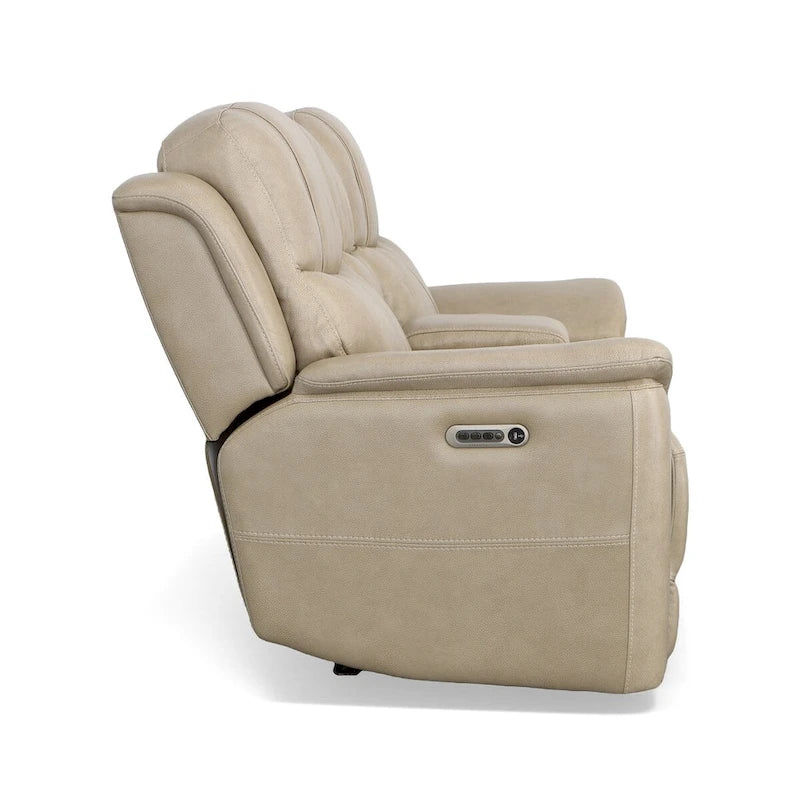 Divanetto reclinabile elettrico a gravità zero Crew in pelle con console, poggiatesta e supporto lombare elettrici di Flexsteel