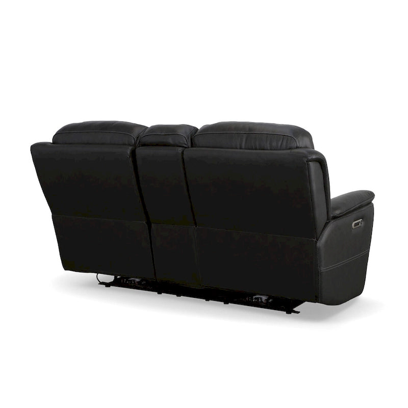 Divanetto reclinabile elettrico a gravità zero Crew in pelle con console, poggiatesta e supporto lombare elettrici di Flexsteel