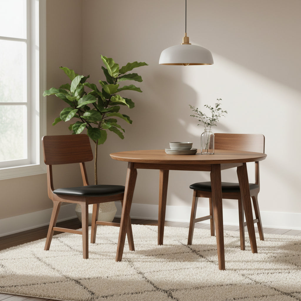 Sedia laterale noce e nera (Set di 2)