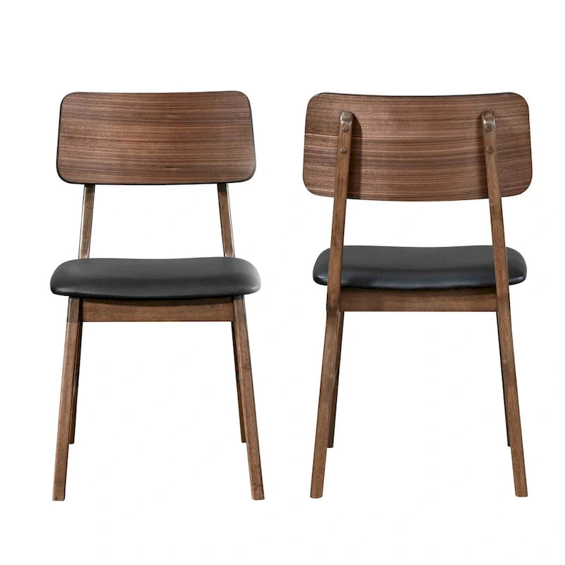 Sedia laterale noce e nera (Set di 2)
