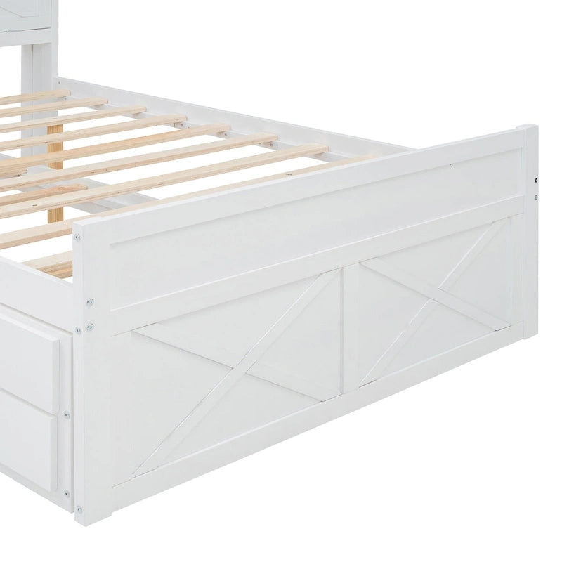 Letto in legno contenitore con letto estraibile singolo e tre cassetti portaoggetti