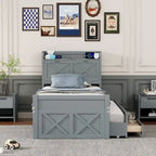 Letto in legno contenitore con letto estraibile singolo e tre cassetti portaoggetti