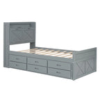 Letto in legno contenitore con letto estraibile singolo e tre cassetti portaoggetti